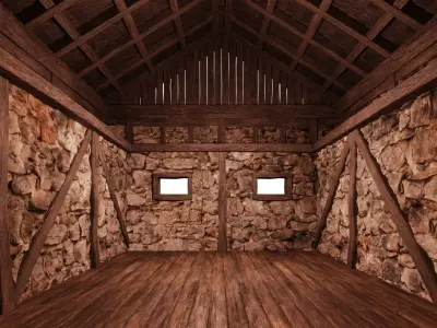 Old Medieval Building House 4K Textures GameReady 46 Low-poly 3D model