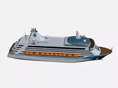 Modern Luxury Cruise Ship - Sleek 3D Ocean Liner Model 02 3D model