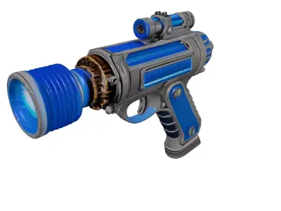 HighTech Ray Gun with Blue Glowing Coils 3D model