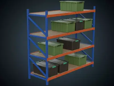 Shelf And Storage Box 1B Low-poly 3D model