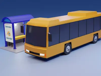 Low Poly Bus - Roblox Low-poly 3D model