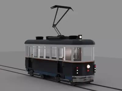 Lowpoly Old Tram 3D model