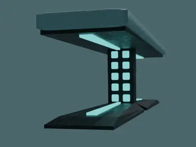 Blue Sci-fi Glowing Cyberpunk Bench 3D model
