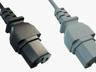 IEC C15 Female Plug Low-poly 3D model