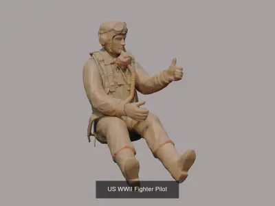 WWII German and Allied Pilot figures for 3d print 3D Model Pack