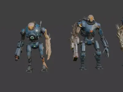 Cyberpunk Infected Mechs LowPoly Low-poly 3D model