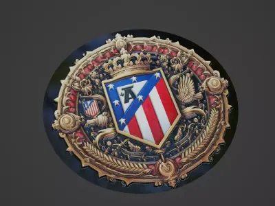 Atletico madrid Football Medallion 3D print model
