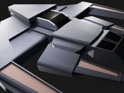 Futuristic Spaceship Low poly - 3D model Low-poly 3D model
