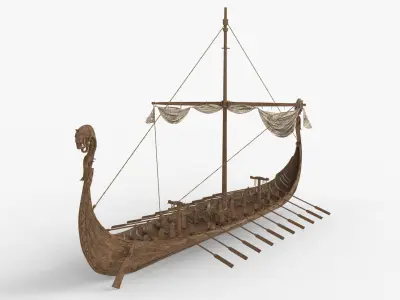 Viking Ship Folded  Low-poly 3D model