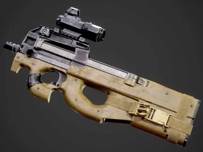 FN P90 Submachine Gun AAA Game Ready Asset Low-poly 3D model purchase
