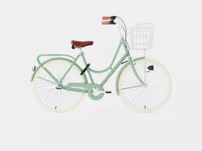 Green Bicycle Low-poly 3D model