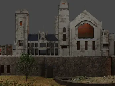 Castle scene and a low poly 3D model