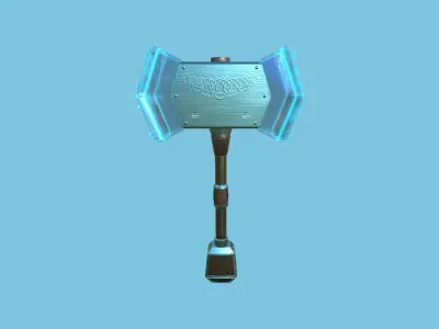 Medieval War Hammer 08 Crystal Elemental - Fantasy Weaponry Low-poly 3D model