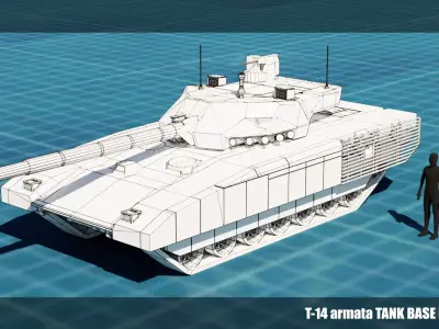 T14 ARMATA TANK BASE MESH  Low-poly 3D model