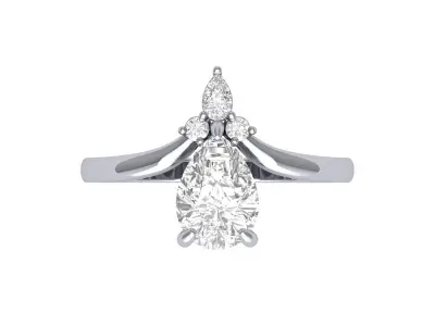 Pear Solitaire Ring 3D print model 8