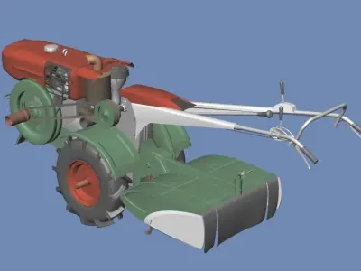 Cultivator and Tractor and Carts 1side update 3D model