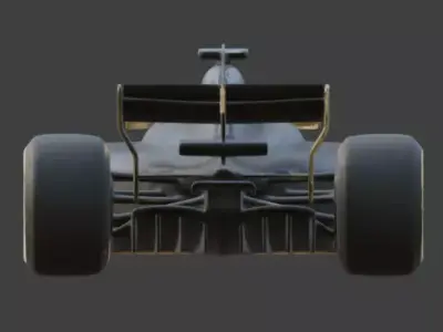 Matte Black and Gold Open-Wheel Race Car 3D Model Low-poly 3D model