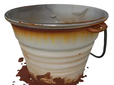 Dented Rusty Metal Garden Bucket Low-poly 3D model