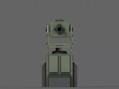 PBR Turret Gun 01 Green Low-poly 3D model