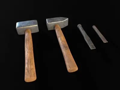 Medieval Blacksmith Tools Low-poly 3D model