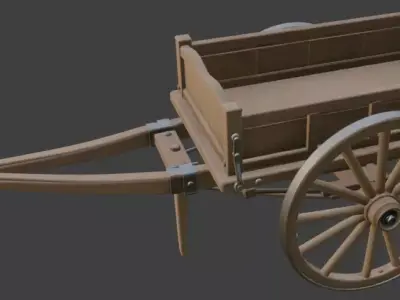 Old Wooden Horse Cart 3D Model 3D model