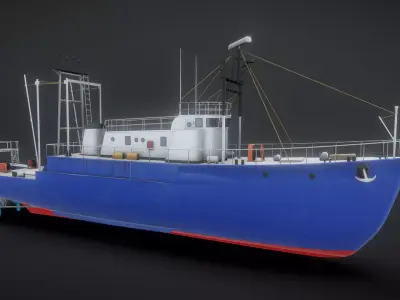 Small fishing boat   Low-poly 3D model