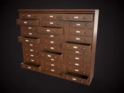 Vintage Office Cabinets Collection Low-poly 3D model