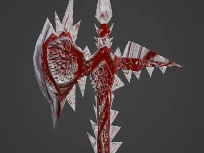Stylized lizard axe weapon PBR low-poly Game ready  Low-poly 3D model