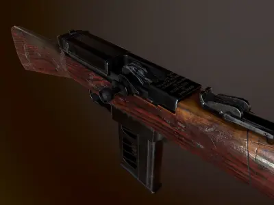 Breda rifle 1935 ww2 with PU scope PBR Low-poly 3D model