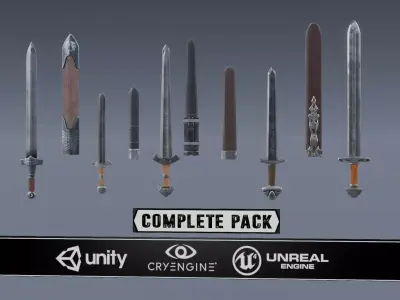 swords viking pack low poly game ready Low-poly 3D model