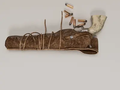 Holster and Colt Dragoon 1848 Low-poly 3D model