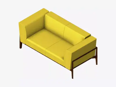 Furniture - Sofa - Contemporary - Oak - Sofa - Type 2 Low-poly 3D model