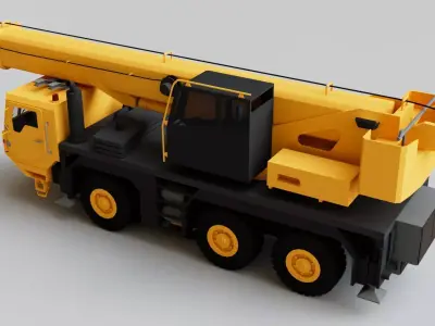 Truck Mounted Mobile Crane Heavy Machinery Construction Vehicle Low-poly 3D model