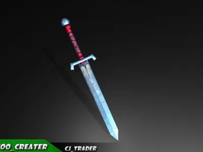 Fantasy Sword 3D Lowpoly Model Low-poly 3D model