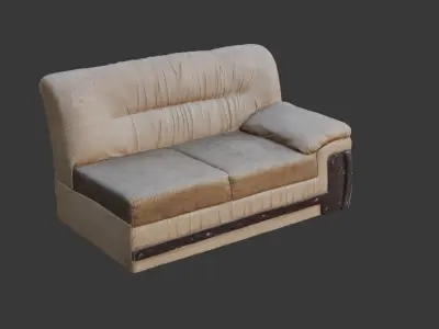 Vintage Leather Sofa  3D Scanned Low-Poly Model Low-poly 3D model