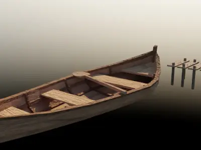 Boat Model wooden canoe Free 3D model