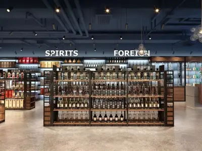 High-end liquor  wine retail store interior  3D model