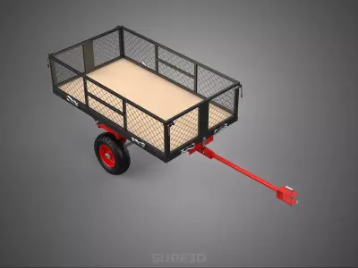 FLAT BED DECK NET CARGO TRAILER UTILITY CART WAGON TROLLEY DOLLY 3D model