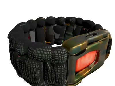 Tactical Survival Bracelet with Firestarter Low-poly 3D model