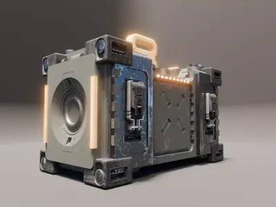 Sci-fi box crate Low-poly 3D model