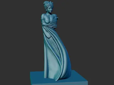 Girl statue hair and dress 3D print model