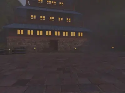 Mountain Village At Dusk 3D model buy