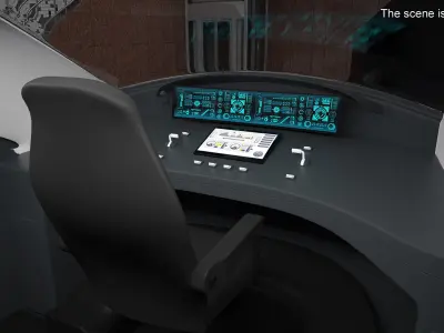 Futuristic Train Locomotive Silver 3D model