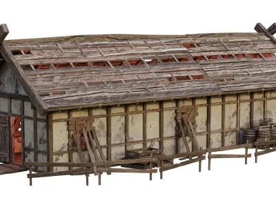 Old Medieval Building House 4K Textures GameReady 54 Low-poly 3D model