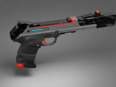 Sci-fi pistol Free low-poly 3D model purchase