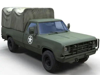 Dodge D100 military truck Low-poly 3D model