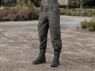Black Pants With Boots 1 3D model