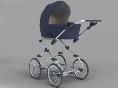 Baby stroller Low-poly 3D model get
