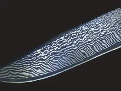 Survival Bowie Knife - Stag Crown Antler Handle Damascus Options Low-poly 3D model