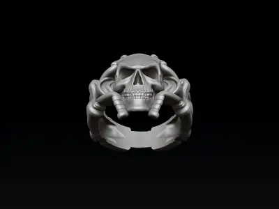 Skull biker pendant ring collection 3D print model